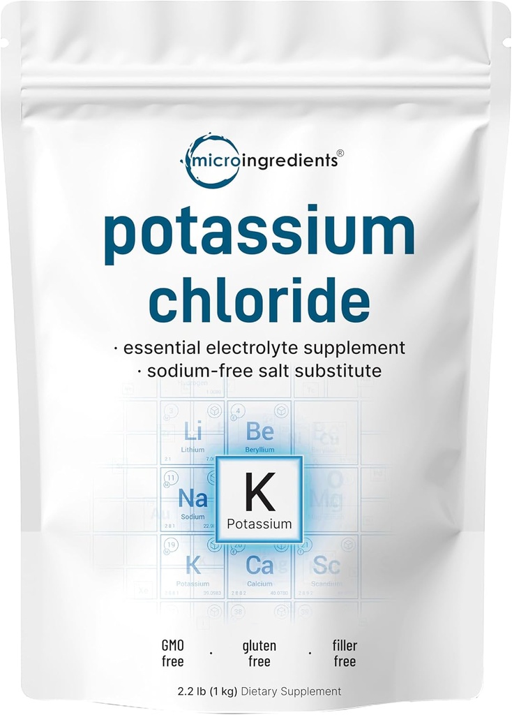 Potassium Chloride Powder, 1 KG (35 Ounce) | Salt Substitute & Essential Hydration Electrolyte Supplement | Supports Mineral Balance, Heart, Joint, and Immune Health | Filler Free, Dissolves Easily