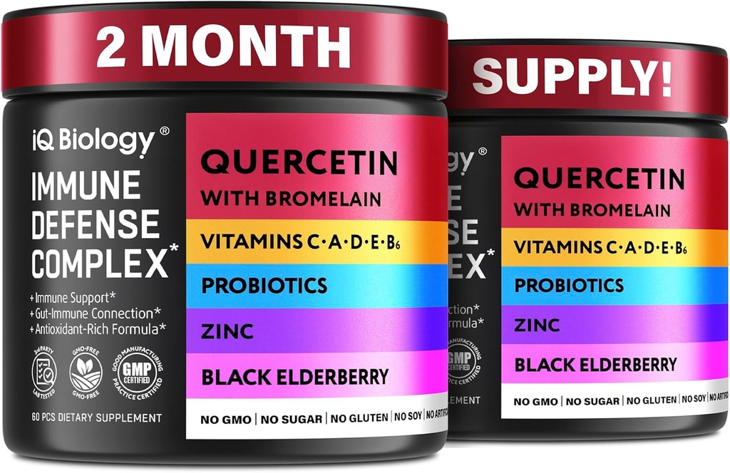 Quercetin with Bromelain - Premium Quercetin Bromelain Capsules for Immune Support* - Bromelain Quercetin Supplement - Non GMO Quercetin - 2 Pack (120 Capsules)