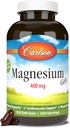 Carlson - Magnesium Gels, 400 mg Magnesium per Softgel, Heart & Muscle Support, Magnesium Gel Caps, Bowel Function, Magnesium Supplement, 250 Softgels