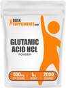 BulkSupplements.com L-Glutamic Acid HCl Powder - Amino Acid Supplement, Glutamate Supplement - för Gut Health, Glulten Free, 500mg per Servering, 1kg (2,2 lbs) (Pack av 1)