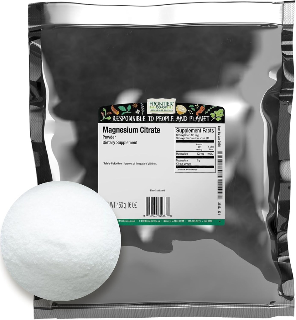 Frontier Bulk Magnesio Citrate Powder, 16 Ounce