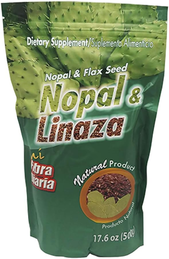 Nopal ja Linaza. Nopal kaktus ja linaseemne kiudaine toidulisand. 17,6 untsi.