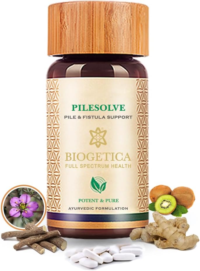 Biogetica Pilesolve Φυσικό συμπλήρωμα βοτάνων με Licorice και Ginger - Μη ΓΤΟ - 100% Vegan Ayurveda συμπλήρωμα σκόνης