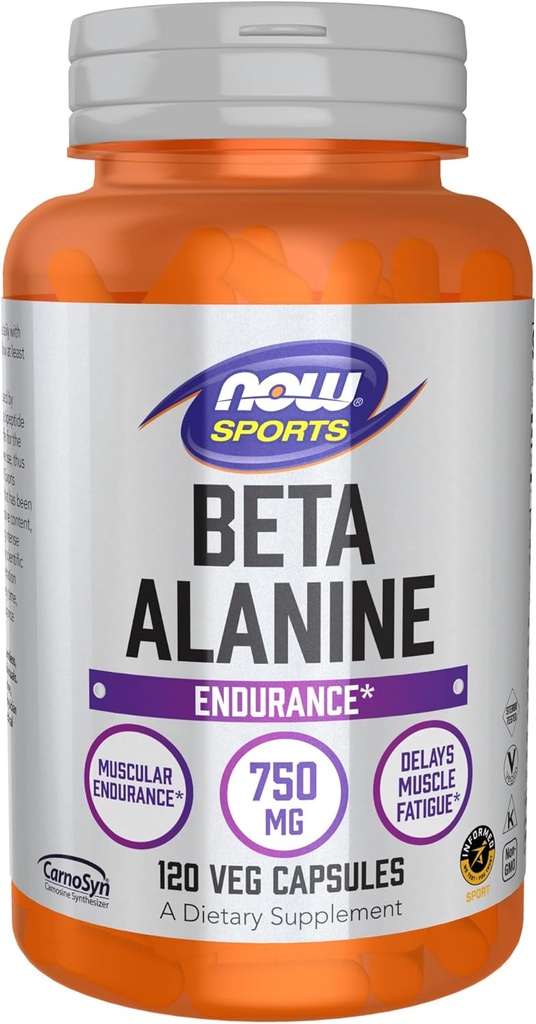Now Foods Sports Nutrition, Beta- Alanine 750 mg, Delays muskeltræthed *, Endurance *, 120 Veg kapsler