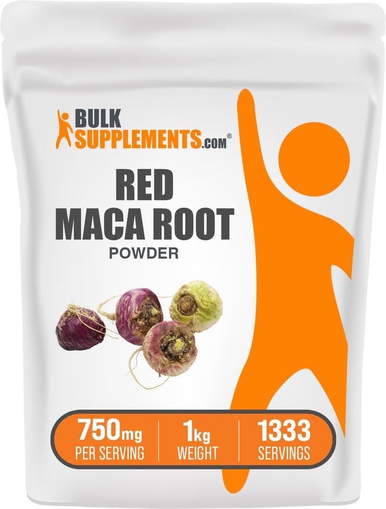 BulkSupples.com Red Maca Mills - iš šaknų, Maca Addition, Žolelių papildas - Vegan & Gluten Free, 750mg vienam servingui, 1kg (2,2 lbs) (pakuotė 1)