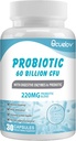 Probiotika 60 miliard CFU s 10 Strains & 3 Organic Prebiotics, Probiotika dodatek pro ženy muži Podpora metabolismu, imunita a stravitelné zdraví, Non- GMO & gluten zdarma, 30 Kapsle