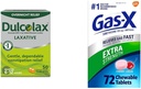 Dulcolax Yön yli Relief Laxative for Gentle Ummetus Relief, Bisacodyl 5 mg Tabletit, 50 Count & Gas- X Extra Strength Pureskeltavat kaasutabletit, joissa on Simetikoni 125 mg: n tabletteja turvotusta lievittävää hoitoa varten