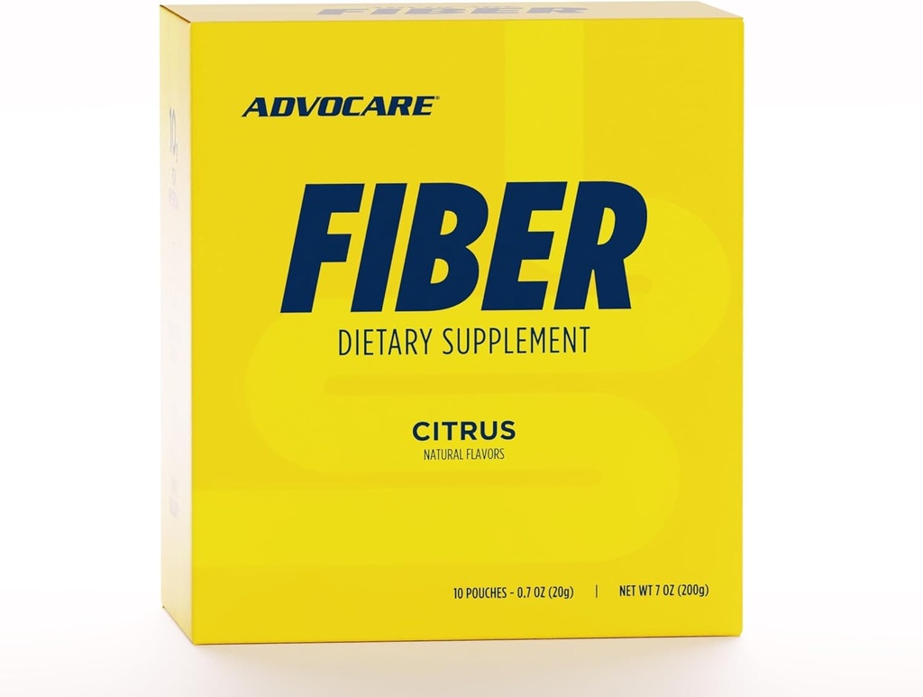 AdvoCare Fiber Dietary Supplement - Daglig Fiber Pulver Supplement medlöslig & Insoluble Fiber - Fiber Blend Inkluderar Psyllium Husk & Citric Acid - Stöder Digestive Health * - Citrus, 10 Pouches