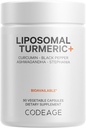 Codeage Organic Turmeric Supplement - 95% Curcumin Extract Pills - Liposomal fermentowany mieszanka botaniczny czarny pieprz, Ashwagandha, Ginger, Stephania, Boswelia, Cumin, Bittersy - 90 Kapsułki