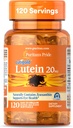 Puritan's Pride Premium Lutigold TM Lutein Carotenoid 20mg con Zeaxanthin para homes e mulleres, Suplemento dietético para apoio á saúde do ollo, Oferta 8 Mes, Softgels Easy-to-Swallow