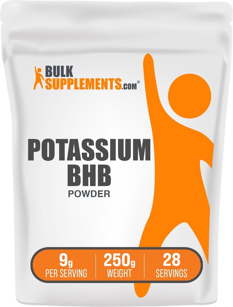 BulkSupplements.com Potassium BHB Powder - Beta-Hdoxy Butyrate Powder, BHB Phụ phí - unflavied & Gluten Free, 9g/ Phục vụ, 250g (8z) (Pack of 1)