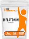 BulkSupplements.com Melatonin Powder - Pure Melatonin, Sovehjælp til voksne - Vegan & Gluten Free, 3 mg per servering, 50g (1,8 oz) (pakke med 1)