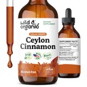 Wild & Organic Ceylon Cinnamon Supplements 500mg - Antioxidant Support - Ceylon Cinnamon Drops - Add to Tea Liquid Extract - Cinnamomum Verum Bark - Unflavored, Sugar & Alcohol-Free Tincture - 4 fl oz