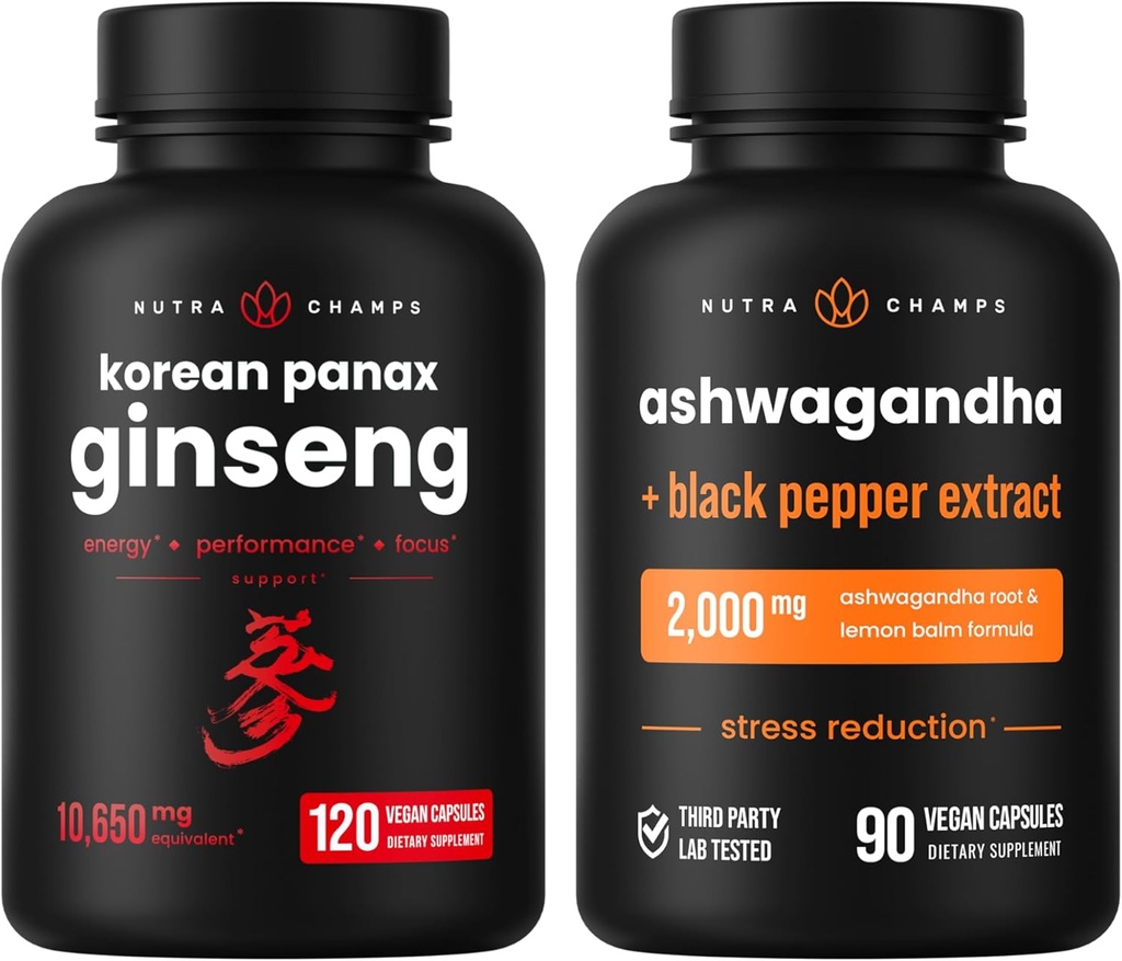 NutraChamps 韩国金森卡普尔和Ashwagandha 卡普尔2包装套装