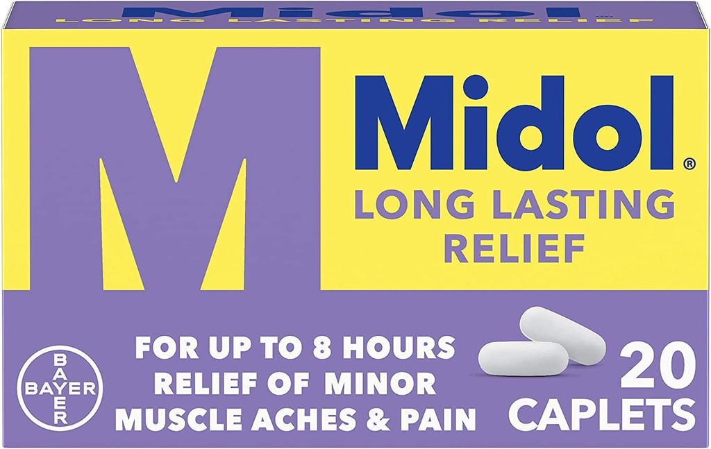 Midol Long Lasting Relief - 20 Caplets, Pack von 6