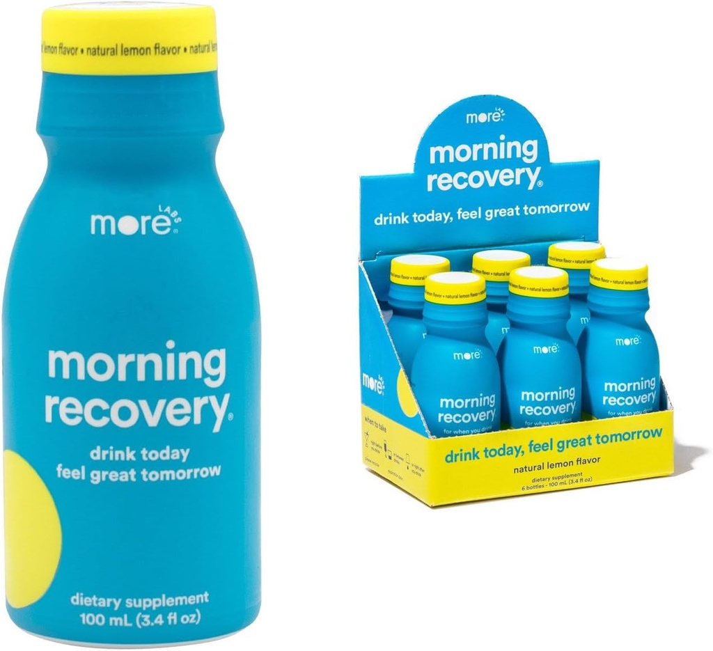Morgengjenvinning Electrolyte, Melk Thistle Drink proprietær formulering til Hydrate mens du drikker, høyt løselig flytende DHM, ikke GMO, Vegansk, Glutenfri, Opprinnelig sitron, pakke med 6