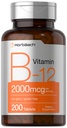 Horbäach B12 Vitamin 2000 mcg | 200 Tablets | Vegetarian Supplement | Non-GMO & Gluten Free