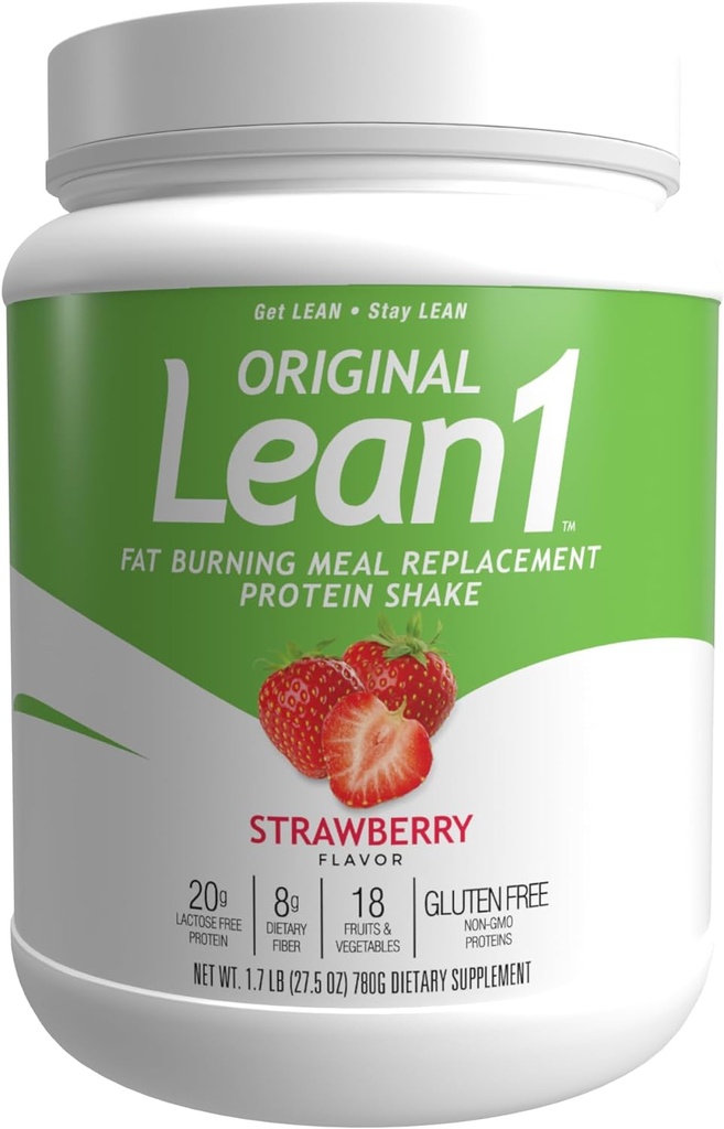 Lean1 Stravovací protein Shake, Strawberry Flavor, 15 Serving Tub