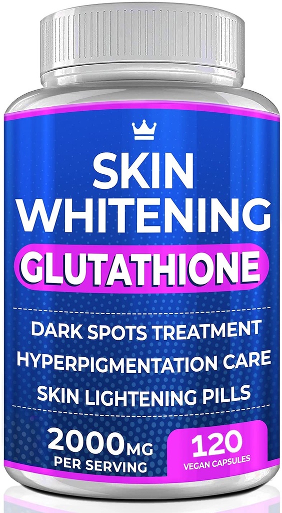 Glutathione Whitening Pills - 120 Capsules 2000mg Glutathione - 有效的皮肤光化补充剂 - 暗斑,Melasma & Acne 刀疤清除器,超兴奋剂治疗 - 抗衰老抗氧化剂