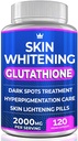 Glutation hvitnende piller - 120 kapsler 2000 mg glutation - Effektiv hudbelysningstilskudd - mørke flekker, Melasma & Acne Scar Remover, Hyperpigmenteringsbehandling - Anti-Aging Antioksidant