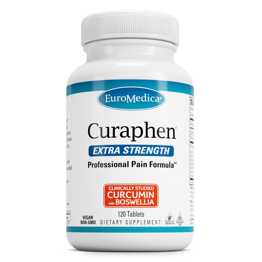 Euromedica Curaphen Extra Strength - 120 Tabs - Ultra Potent Curcumin & Boswellia with DLPA & Nattokinase - Clinically-Studied Ingredients, Highly Absorbable - 120 Servings