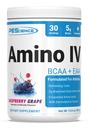 PEScience Amino IV BCAA & EAA Powder, Essential Amino Acids, Taurine, Electrolytes for Hydration and Muscle Recovery, Sugar Free for Men & Women, Post Workout - Raspberry Grape, 30 Servings