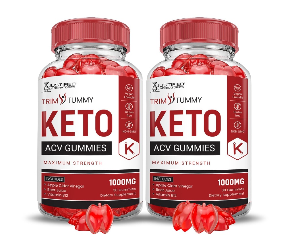 (2 Pack) Trim Tummy Keto ACV Gummies Advanced Formula 1000MG Trim Tummy Keto Gummies Apple Cider Vinegar Formulated with Pomegranate Beet Juice Powder B12 Vegan Non GMO 120 Gummys