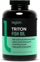 LEGION Triton Fish Oil kapslid - kolmekordne tugevus Omega 3 asendamatuid rasvhappeid E-vitamiini ja sidrunõli maksimaalse imendumise, värskuse ja puhtuse jaoks - 2400mg EPA & DHA Per Serving, 30 Svgs