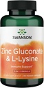 Swanson zinc Gluconat '&' L-Lysine - 2-in-1 Formula 90 Veg Caps