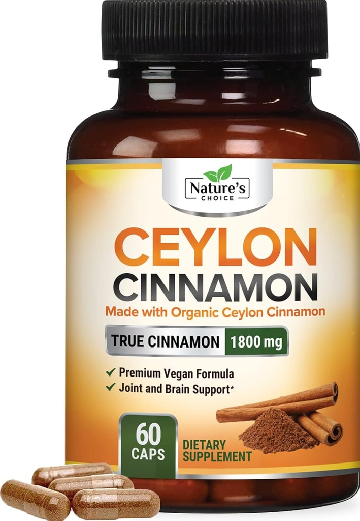Ceylon Cinnamon kapsule 1800mg - Certified Organic Cinnamon, v plastenkah v ZDA, & Pure Extra Jakost Ceylon Cinamon dodatek, antioksidant tablete, brez GMO & gluten, brez sladkorja - 60 kapsul