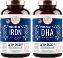 WINDSOR BOTANICALS Prenatal DHA and Iron Pills for Women with Folic Acid - Prenatal Vitamin Bundle