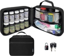 Bulgarian Paded Pill Bottle Organizer, Medical Bag, Case, Carrier for Medications, Витамини и Медицински доставки - Travel Medicine Organizer and Home Storage Med Bag - Black (with TSA Lock)