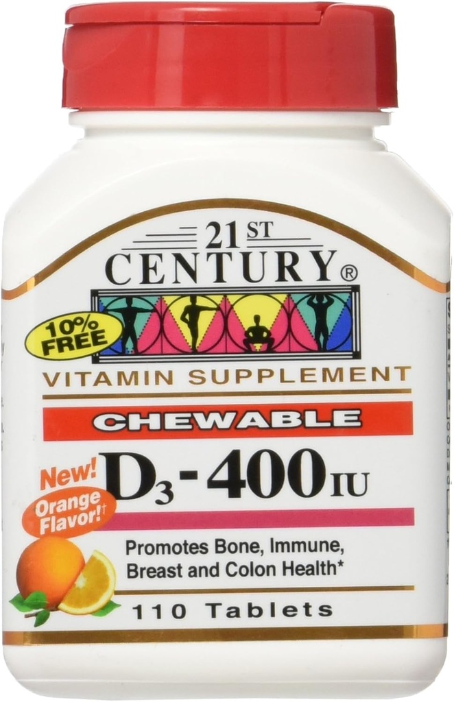 21st Century Chewable Vitamin D3, Orange, 10 mcg (400 IU), 110 Tablets