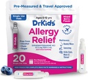 Dr. Kids's Allergy Relief Medicine with Diphenhydramine - Pre-Measured Single-Use Vials, Kids Antihistamine for Sneezing, Runny Nose & Itchy Eyes, ברי פלפור, 20 Count (Pack of 1)