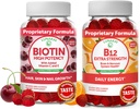 Lunakai Biotin og vitamin B12 Gummies Bundle - Hår hud og negle Vækst Gummies med C-vitamin og E - Non- GMO & Vegan Supplement for energistøtte og ben sundhed - 30 dages forsyning