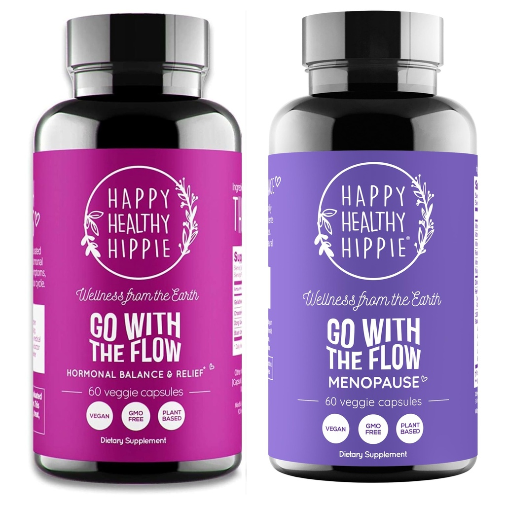 Happy Healthy Hippie Go with The Flow Menopause Support & Go with The Flow Hormone Balance for Women