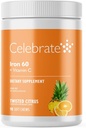 Celebrare Vitamine Ferro Integratore con 60 mg Ferro e Vitamina C – Citrus Chewables per Pazienti Bariatrici, Gastric Bypass & Manica Gastrectomy Support – 30 compresse per la manutenzione della salute post-intervento