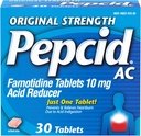 Pepcid AC Initial Strength Heartburn Relief Comprimés, OTC Médecine prévient et soulage les brûlures d'estomac et le reflux acide en raison de l'indigestion acide, 10mg Famotidine Acid Reducer, Fast-Acting, 30 ct