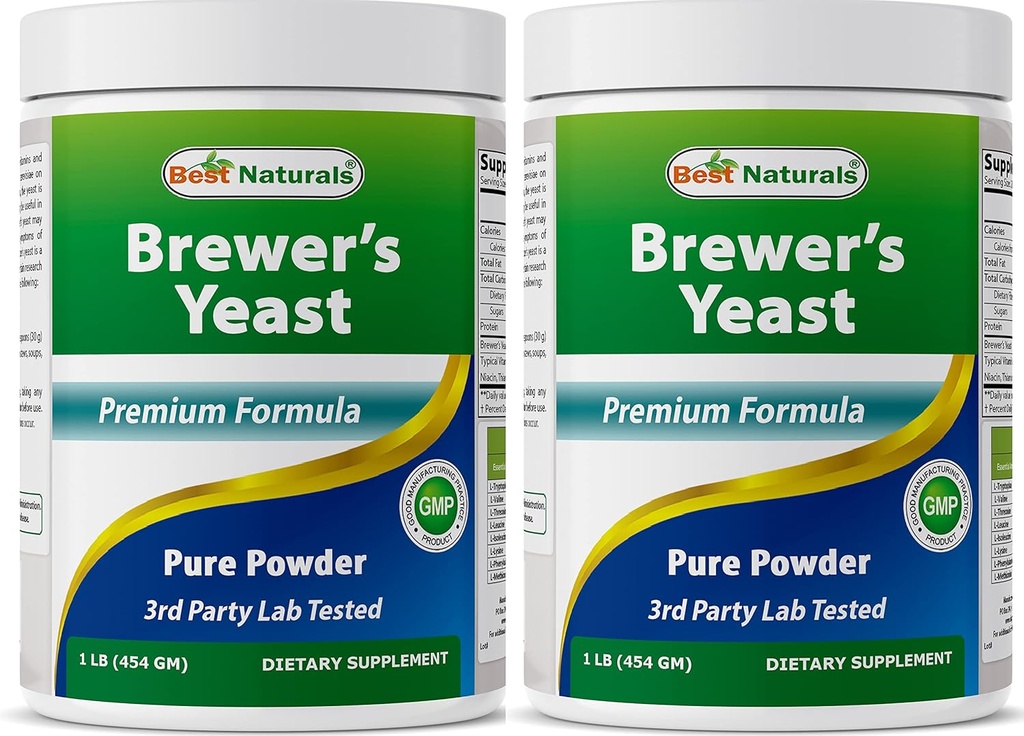 Best Naturals 2 Pack 100% Pure Brewers Yast Powder - 16 oz - Podpora za povečano oskrbo z mlekom med dojenjem, Dojenje, Prebavno zdravje