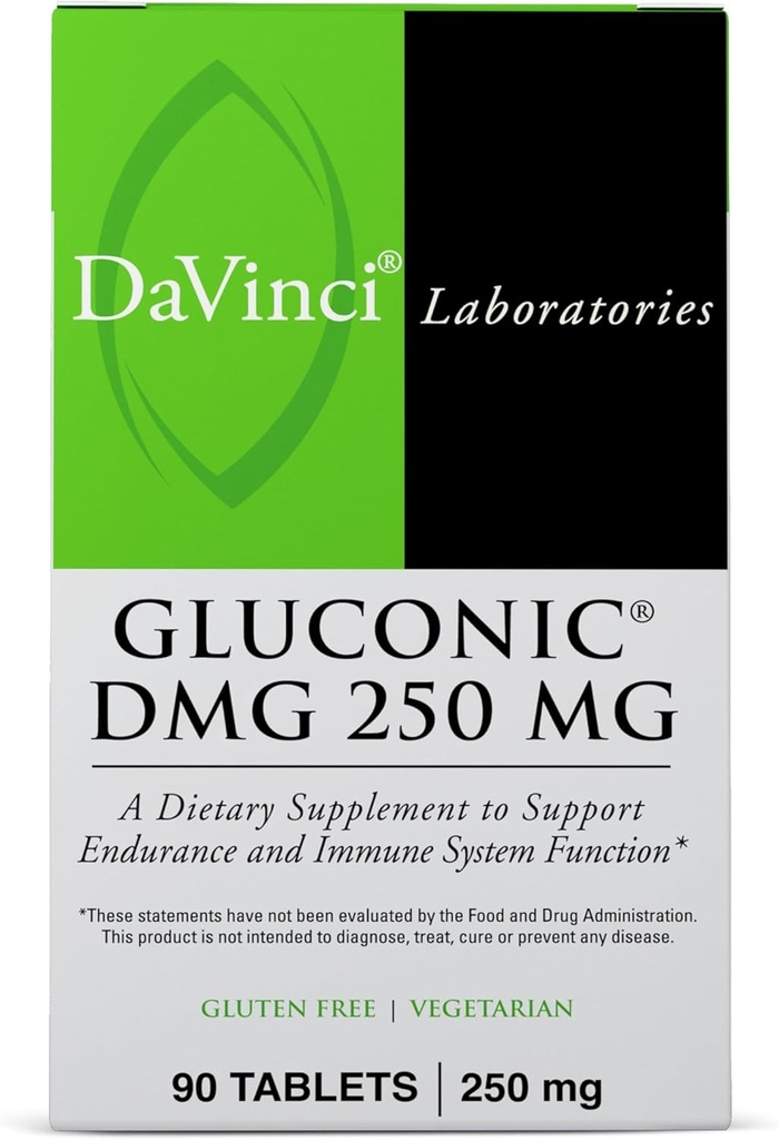 DAVINCI Labs Gluconic DMG 250mg - Hilft Immunsystem, Muskelfunktion, Herzgesundheit und Gehirngesundheit zu unterstützen - 90 Kautabletten (90 Servietten)