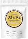 Vitamin D3 K2 Supplement, 10000 IU D3 + 200 MCG K2, 300 Softgels, Non-GMO, Gluten-Free