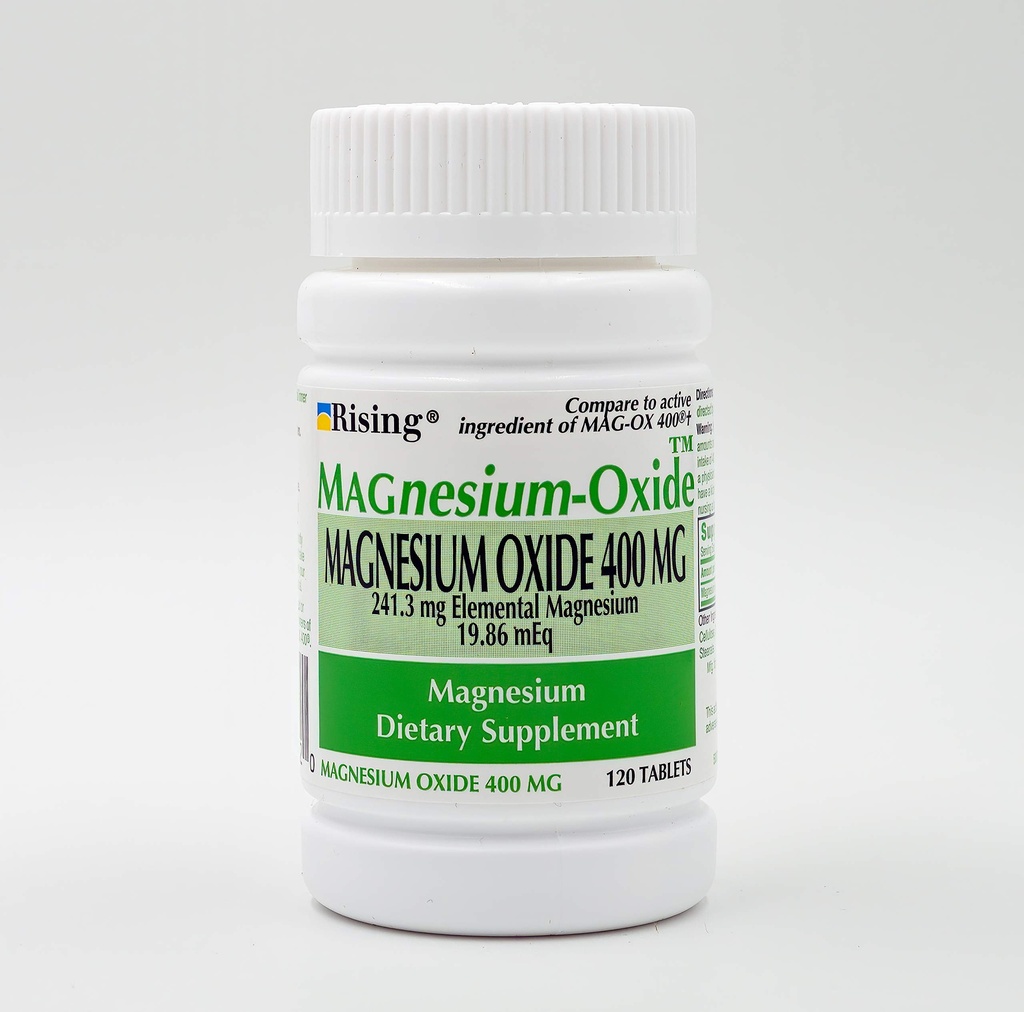 Rising Health Magnesium Oxide 400 mg Tablets | Dietary Supplement for Daily Magnesium Support | Helps Maintain Normal Muscle, Bone & Nerve Function - 120 Tablets
