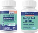 WELMATE Nighttime Wellness Bundle: Maksimum styrke Guaifenesin 1200mg Mucus Relief (100 Ct) & Doxylamine Succinate 25mg søvnhjelp (200 Ct)