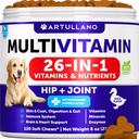 Hund Multivitamin Chewable med Glukosamin 26 i 1 - Hund Vitaminer och tillägg - Senior & Puppy Multivitamin för hundar - Pet Joint Support Health - Immunity, Mobility, Gut Skin - 120 Chews