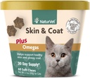 NaturVet – Skin &amp; Coat Plus Omegas para gatos – 60 Soft Chews tención Asistencias Saludable Skin > Glossy Coat Silencio Reforzada con Omega-3, Omega-6 &amp; Biotin 30 Day Supply