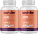 BESTVITE GABA 750 mg na kapsulo (240 vegetarijanskih kapsul) (120 x 2) - brez stearat - brez filerjev - brez glutena - brez GSO