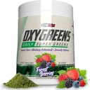 EHP Labs OxyGreens Super Greens Powder – Daily Greens ' Superfood supplement with Spirulina, Chlorella, Prebiotics, Digestive Enzymes, Antioxidants – 30 Servings (Forest Berries)