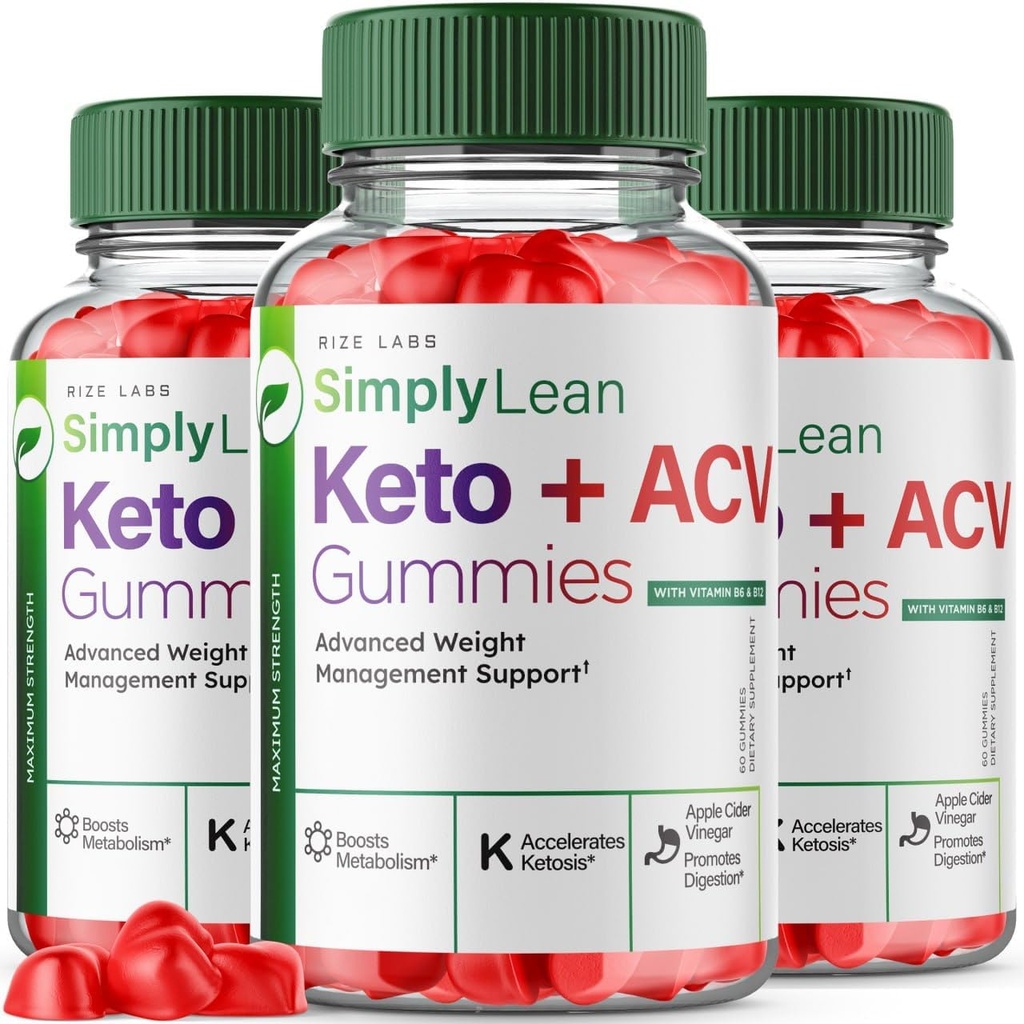 Rize Labs (pakke med 3 enkelt lean keto + ACV Gummies for avansert vekttap, kosttilskudd, maksimal styrke Gomitas, avansert formel gjennomgang (180 gummies)