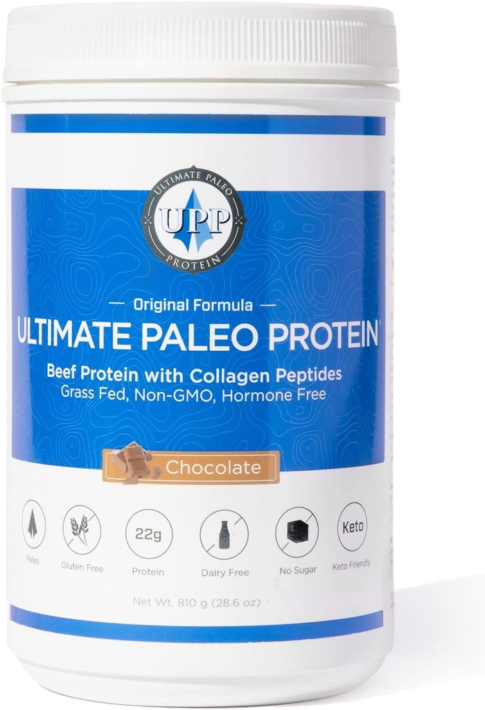 Ultimate Paleo Protein Promotine 124; Prémium Grass Fed Beef Protein Collagen Peptides W.A.124; Paleo Friendly, Gluten Free, Keto Friendly, No Mesterséges édesítők vagy tartósítószerek - Csokoládé, 30 szolgáltatás