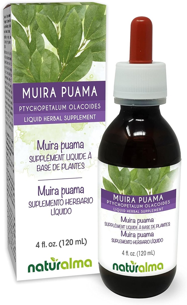 Naturalma Muira puama (Ptychopetalum olacoides) bark Alcohol- Free Taincture - 4 fl oz Liquid Extract in Drops - Herbal Supplemen - Vegan